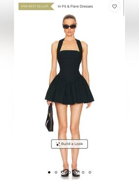 Helsa Faille Halter Mini Dress in Black